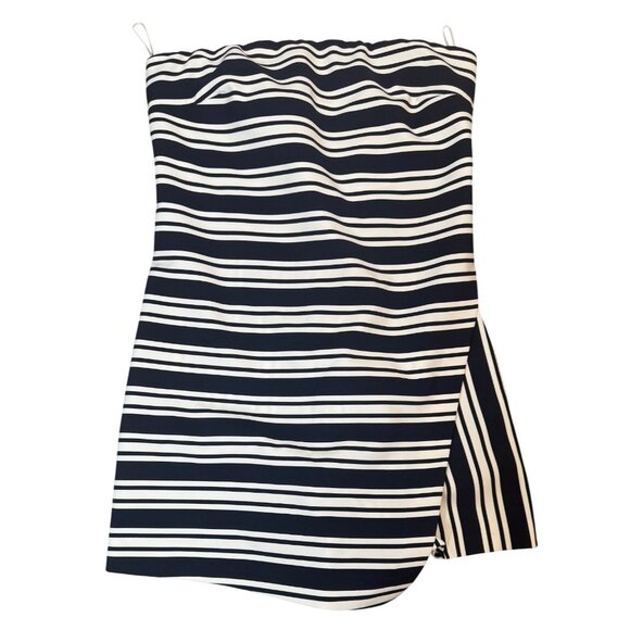 2/$30 ZARA Trafaluc Medium Strapless Navy & White Striped Romper Dress Shorts - Picture 1 of 15